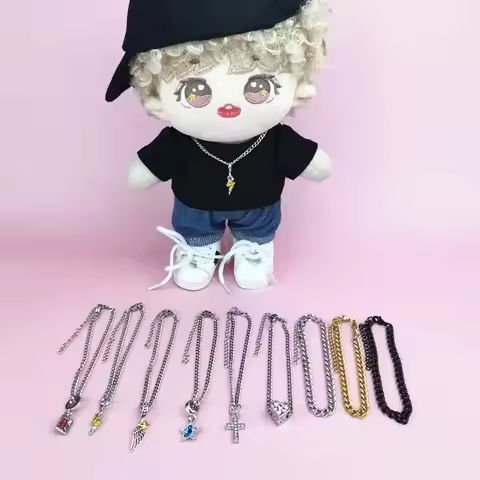 for 17CM Labubu Doll Accessories Mini Diy Hearts Shape Necklace Dress Up Plush Toy Cross Necklace Dollhouse Hanging Neck Pendant https://tinyurl.com/2ygpjfo3