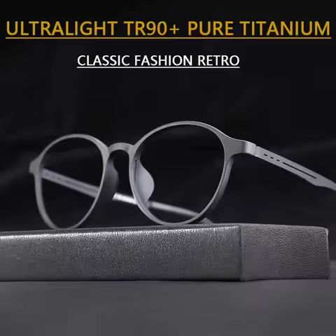 New Ultralight Titanium Alloy TR90 Myopia Glasses Retro Round Optical Prescription Eyeglasses Frame Men And Women https://tinyurl.com/23y7tnhn