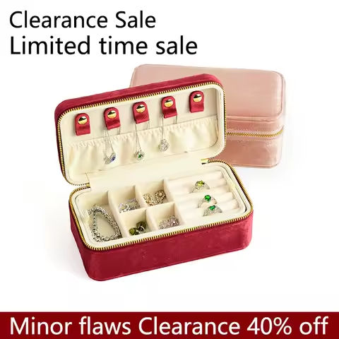 TAIMY Double Layer Velvet Jewelry Box Portable Travel Large Capacity Ring Earrings Box Minor Flaws Clearance Sale Free Shipping https://tinyurl.com/23htpj9y
