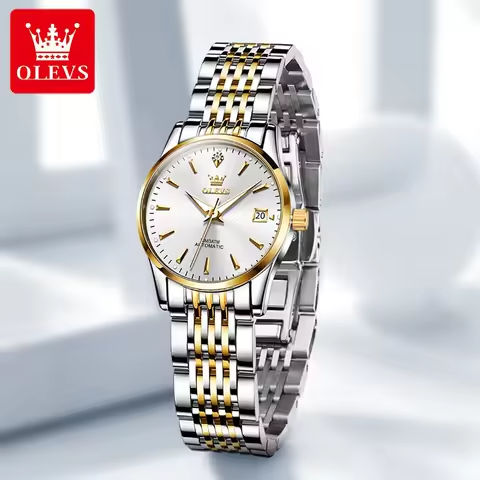 OLEVS 6635 Luxury Brand Ladies Watch Automatic Mechanical Wristwatch Waterproof Stainless Steel Watch For Women Chronograph Date https://tinyurl.com/27h3rffj