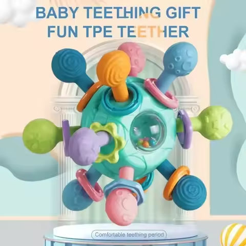 Baby Toys 0 12 Months Rotating Rattle Ball Grasping Activity Baby Development Toy Silicone Teether Baby Sensory Toys for Babies https://tinyurl.com/275fuhtw