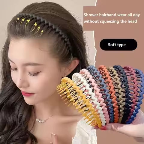 Solid Color Wave Headband for girl women summer Face Wash Sports hair band Headbands Non-slip Hair Bands for Women accessories https://tinyurl.com/22d2cd3q
