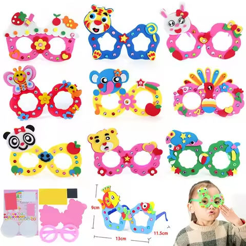 Cute Cartoon EVA Glasses DIY Handmade Material Kit for Kids Self Adhered Diamond Foam Sticker Glasses Frame Crafts Toys Gifts https://tinyurl.com/2ceu2b7r