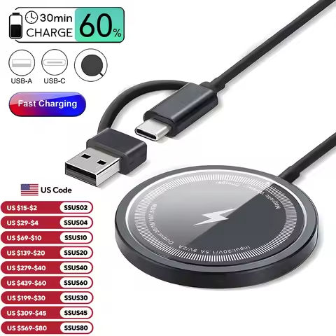 2-in-1 Magnetic Wireless Charger For iPhone 16 15 14 13 12 Pro Max USB Type C Fast Charger Phone Fast Charging Cable Accessories https://tinyurl.com/2c6glqg6