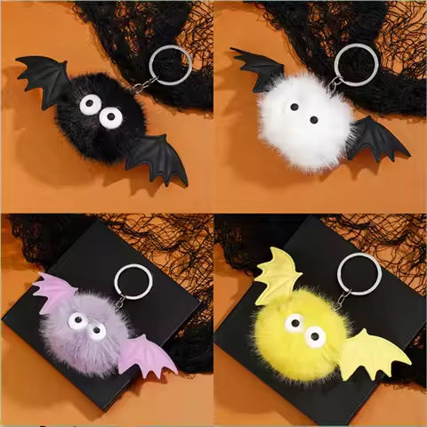 Cute Halloween Bat Devil Plush Pendant Keychain for Women Men Kids Lovely Keyring Backpack Bag Accessories Gifts for Friends https://tinyurl.com/299nm96p