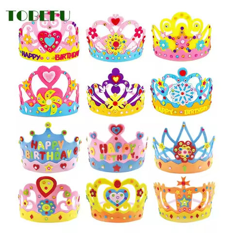 DIY Crafts Toy Crown Creative Paper Sequins Flowers Stars Patterns Toys for Kids Children Kindergarten Art Party Decorations https://tinyurl.com/2cu23gqe