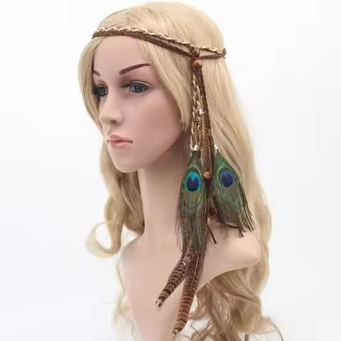 Feather Headband Festival Boho Hairband Feather Headdress Hippy Indian Hair Accessories for Girls https://tinyurl.com/2y5aqyuu