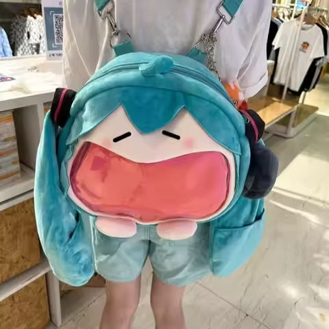 Hatsune Miku Shoulder Bag New Backpack Cute Anime Girl Plush Cartoon Kawaii Knapsack Student Bag Packet Kids Gifts Toys https://tinyurl.com/27z5suwf
