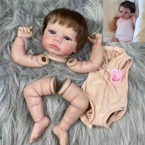 20Inch Painted Reborn Doll Kit LouLou Awake Blue Eyes With Rooted Hair 3D Painted Skin Unassembled DIY Handmade Vinyl Doll Parts https://tinyurl.com/24g5duq9