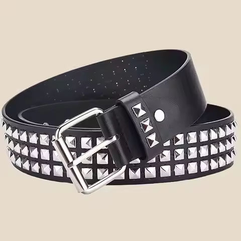 2023New Square Bead Rivet Belt Metal Pyramid Belt Men and Women Punk Hardware Jeans Belt Y2K Belt Designer Belt Women’s Belts https://tinyurl.com/29qsnunc