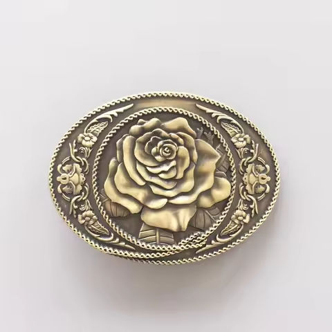 Antique Bronze Western Rose Flower Oval Belt Buckle Boucle de ceinture BUCKLE-3D059AB Free Shipping https://tinyurl.com/2699e8jm