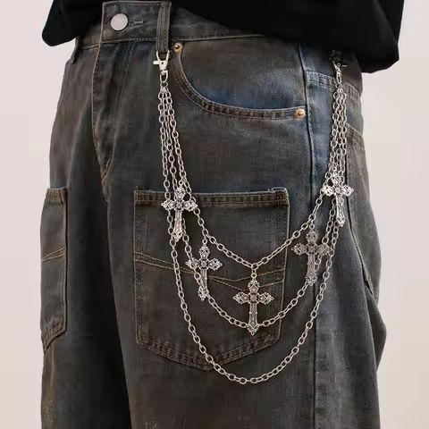 Fashion Punk Metal Pants Chain Hip Hop Waist Chain Cross Pendant Jeans Chain For Men Women Accessories Gifts https://tinyurl.com/27z3p396