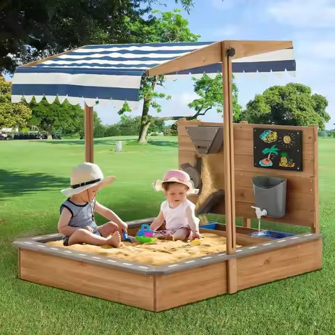 Kids Large Wooden SandBoxes Sand Pit for Beach Patio Outdoor, [Adjustable Cover & Sand Funnel & Drawing Board] – Brown Oak https://tinyurl.com/2dacok9f