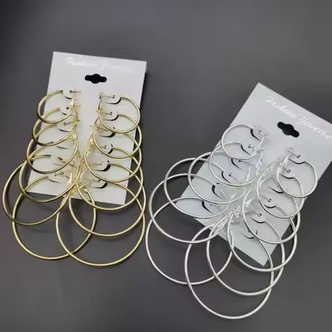6Pairs Hoop Earrings Set Big Circle Earrings Jewelry for Women Girls Ear Clip Punk Style Earrings Fashion Jewelry Accessories https://tinyurl.com/2xhey3kg