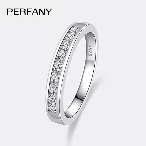 PERFANY 0.27CT Moissanite Ring for Women S925 Pure Silver Plated 18K White Gold Nine Stone Laboratory Diamond Wedding Jewelry https://tinyurl.com/2dm7xklk