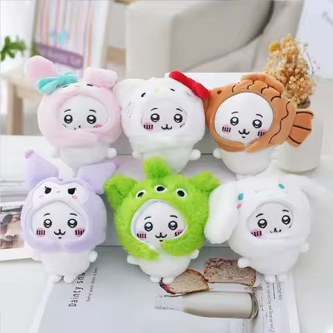 Cute Cross-dressing Chikawas Plush Doll hachiware Sanrio Taiyaki Headgear Self-deprecating Bear Keychain Bag Pendant Girl Gift https://tinyurl.com/29w37gzz