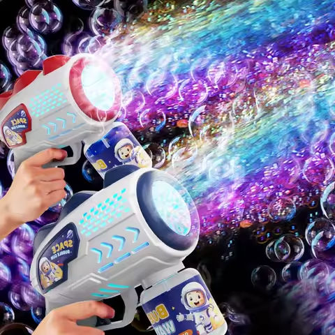Space Astronauts Fully Automatic Bubble Gun Rocket Bubbles Machine Automatic Blower with Bubble Liquid Toy for Kids Bubble Gift https://tinyurl.com/2253odny