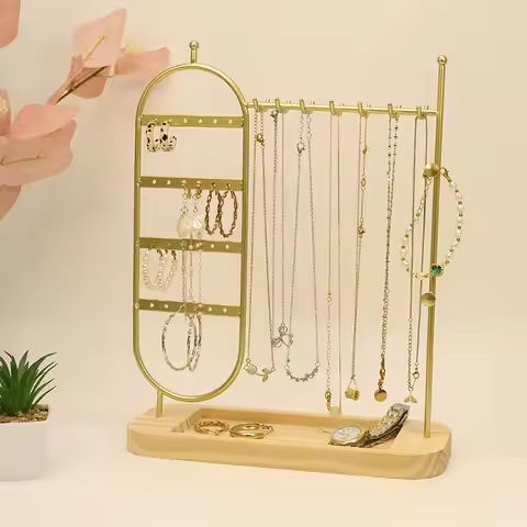 1 desktop solid wood base jewelry rack suitable for organizing and storing watches, earrings, bracelets, necklaces, etc https://tinyurl.com/255jmwg4