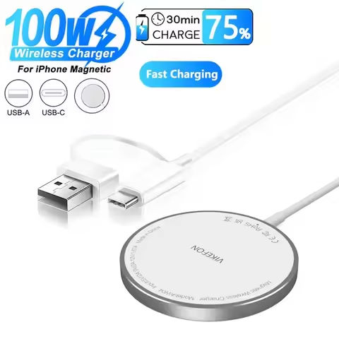 100W Magnetic Wireless Charger Pad USB + Type C For Magsafe iPhone 16 15 14 13 12 Pro Max Fast Charging Dock Station Chargers https://tinyurl.com/2am8e4dw