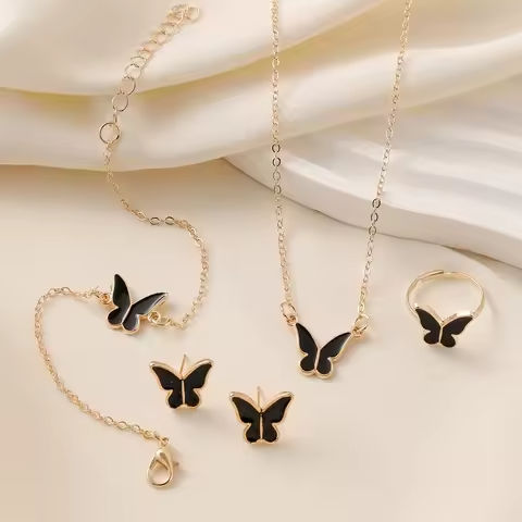 5PCS Personalized Butterfly Glazed Necklace, Exquisite, Small and Fashionable, High end, and High Sense Collar Chain Set https://tinyurl.com/2y8q73py
