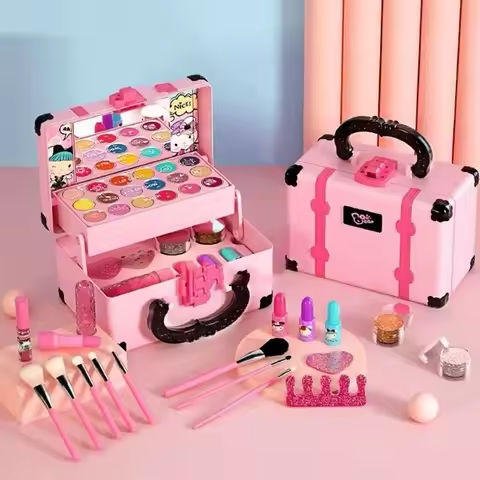 Children Makeup Cosmetics Pretend Playing Box Princess Make Up Girl Toy Play Set Lipstick Eye Shadow Safety Nontoxic Kit Toy Kid https://tinyurl.com/2asjkqkc