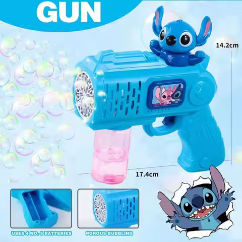 New Hot Stitch Electric Bubble Gun Toy Bubbles Machine Automatic Soap Blower With Light Outdoor Game Boys And Girls Gift https://tinyurl.com/2afeyz49