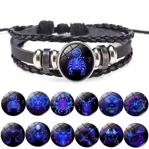12 Constellation Zodiac Sign Charm Luminous Bracelets Men Women Vintage Multilayer Wrap Leather Bracelet & Bangle Birthday Gift https://tinyurl.com/2yrtx7qd
