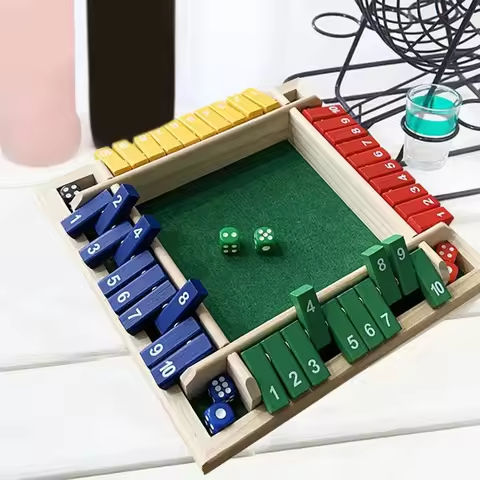 Deluxe Four Sided 10 Numbers Shut The Box Board Game Set Dice Party Club Drinking Games For Adults Families https://tinyurl.com/26wmjjdo
