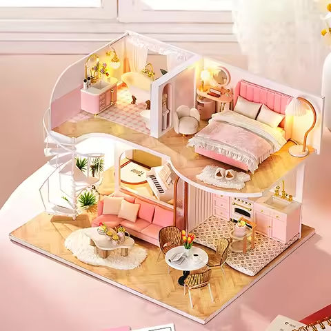 Wooden Mini Doll House DIY Duplex Apartment Production 3D Puzzle Assembly Building Model Toys For Kid Birthday Gifts Dollhouse https://tinyurl.com/2ct763sz