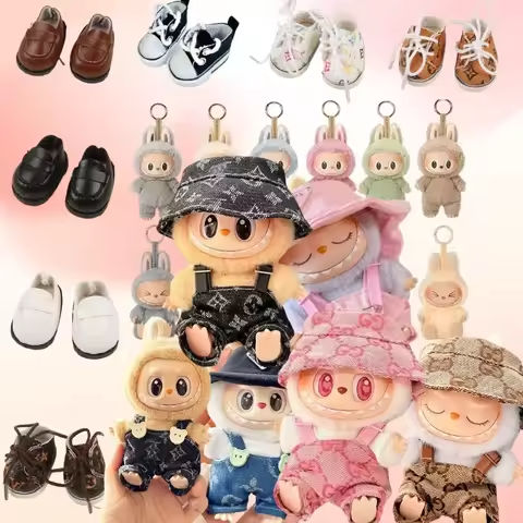 Anime Labubu Doll Clothes Fashion Overalls Labubu Idol V1 V2 Dolls Clothing Accessories 15/17cm Plush Doll Universal In stock https://tinyurl.com/2bu89vnn