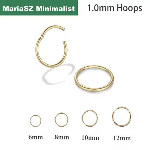 1/4Pairs 6/8/10/12mm 316L Stainless Steel Nose Ring for Men Gold Color Hoop Earrings for Women Septum Tragus Piercing Jewelry https://tinyurl.com/288ghwac