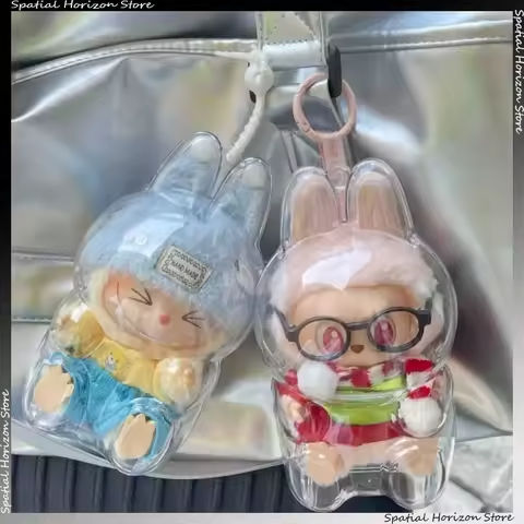 Labubu Transparent Protective Cover Stuffed Toys Cover Cute Elf Plushie Display Bag Mini Portable Storage Box https://tinyurl.com/247336fy