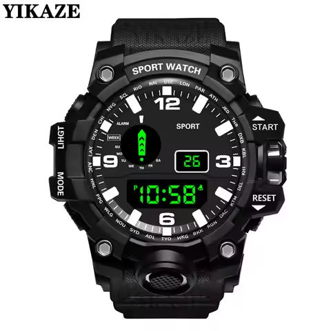 YIKAZE Sports Watch Men’s LED Digital Watches Multifunction Military Clock Big Dial Waterproof Fitness Electronic Watch For Man https://tinyurl.com/24q2ys5l