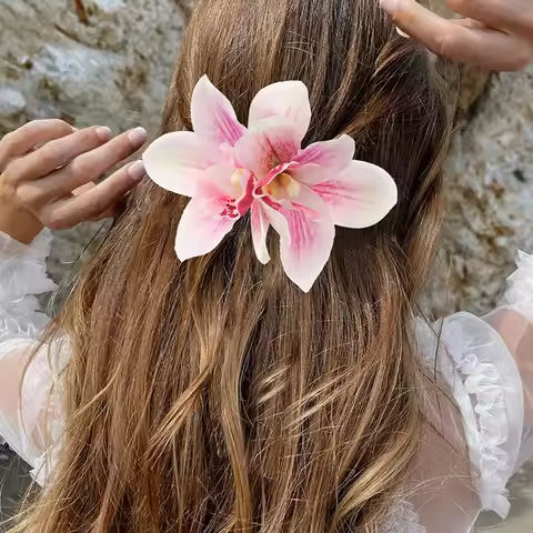 Orchid Flowers Hair Clips Bohemian Small Hairpin Bridal Barrette Beach Wedding Flower Women Holiday Hair Clip Hair Accessories https://tinyurl.com/25s4nbkc