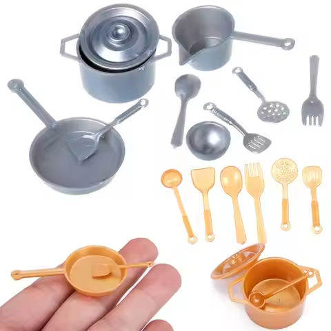 10/11PCS 1:12 Scale Food Toys Pan Fork Pot Playing House Miniature Cookware Doll Accessories Dollhouse Kitchen Dinnerware Model https://tinyurl.com/2a3q7pfh