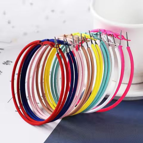 13 Colors Simple Big Round Hoop Earrings Women Exaggerated Metal Painted Large Circle Earrings Accessories Female Party Jewelry https://tinyurl.com/24dfcvtv