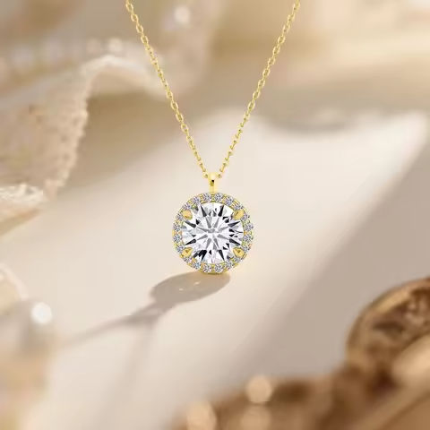 Szjinao 14k Gold Necklace Pendant Moissanite Diamond 6.5mm 1CT Original K Gold AU 585 Wedding Bridal Fine Jewelry For Woman Sale https://tinyurl.com/25qntfne