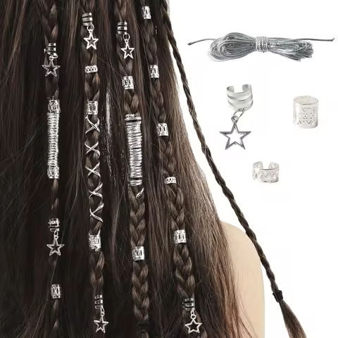 36pcs Star Decor DIY Hair Ring Accessories ,Beads Hair Braid Rings Clips Dread Locks Hair Braiding Wig accessories decoration https://tinyurl.com/2a9bwaxv