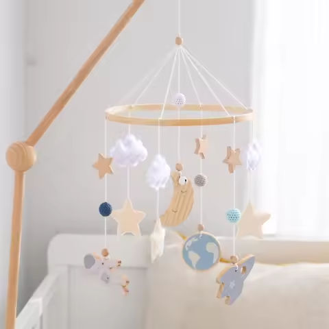Crib Mobile Holder Rattles Toys Wooden Moon Stars Astronaut Bed Bell Toys Newborn Comfort Crib Bracket Bed Bell Toys Baby Gifts https://tinyurl.com/25elm9dj