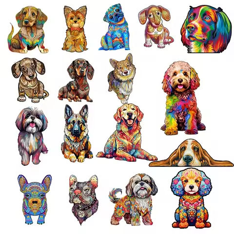 Wooden Puzzle Adult Kids Jigsaw Puzzles Puppy Dog 3D Animal Puzzles Boutique Gift Box Packaging Children Christmas Gifts Toys https://tinyurl.com/25u4tq9w