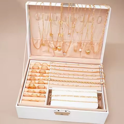 40pcs/Set Elegant Geometric Pearl Rings, Multi-Layered Heart Zircon Necklace, Simple Bracelet 3-In-1 Jewelry Set For Women Gifts https://tinyurl.com/2cmsa8l2