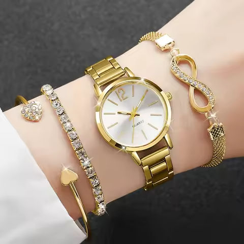 4pcs/set Women’s Light Luxury Elegant Quartz Temperament Watch Casual Sports Style Quartz Watch With Bracelet (Box Not Included) https://tinyurl.com/24l8rqbm