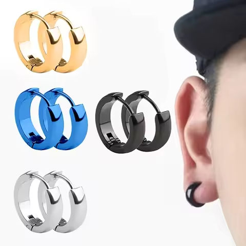 1Pair Punk Stainless Steel Round Circle Hoop Earrings For Men Women Not Fade Ear Rings Hip Hop Male Jewelry https://tinyurl.com/227ynfvo