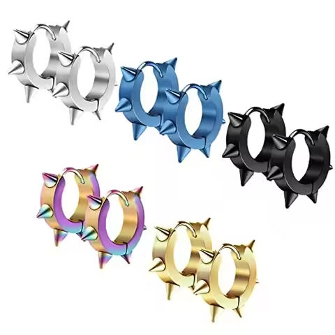 1 Pairs Stainless Steel Hinged Hoop Earrings For Men, Punk Spike Earrings https://tinyurl.com/22stvsfz