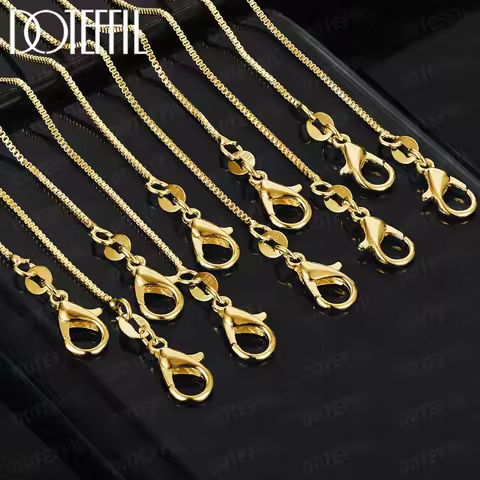 DOTEFFIL 1MM Box Chain Necklace 18K Gold 1/5/10pcs/Lot 16-30 Inch For Woman Man Fashion Jewelry https://tinyurl.com/28loawhn