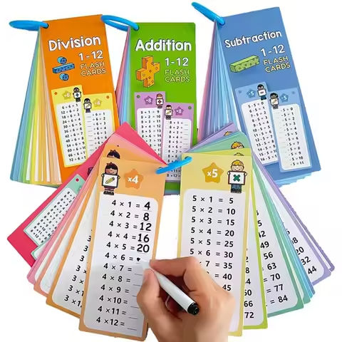 Wipeable Math Training Cards, Addition, Subtraction, Multiplication, Division, Kids Math Practice, Montessori Teaching Aid https://tinyurl.com/2y8x3fln