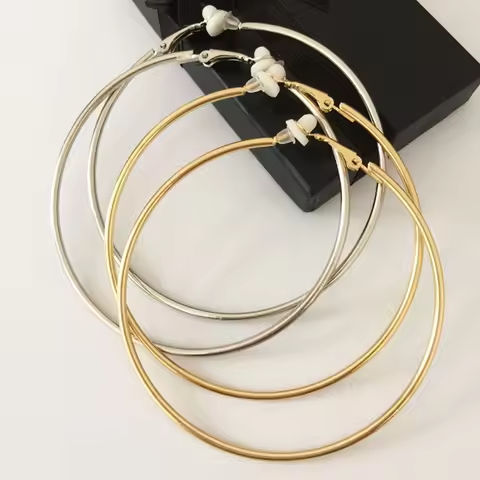Clip Earrings For Women Without Piercing Non Pierced Small Big Circle Rings Classic Trend Ear Cuff Fake Hoop Earrings Non-Hole https://tinyurl.com/27lyozze