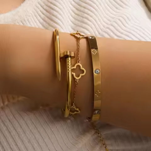3PCS French Lucky Clover Women’s Bracelet Set High Quality Stainless Steel INS Hot Selling Bracelet Charm Feeling Jewelry Gift https://tinyurl.com/23e7hx3r