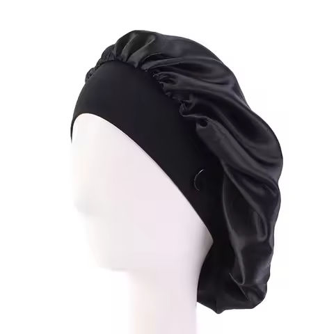 Women Satin Sleep Night Cap With Button Head Cover Bonnet Wash Hat African Hair Care Turban Headcover Beanie Bandana https://tinyurl.com/2yrhoyq7