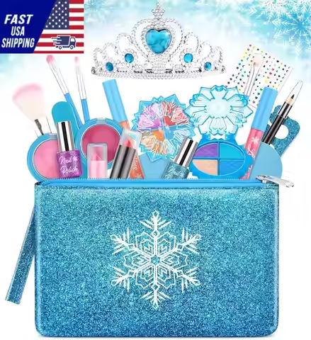 Kids Makeup Kit for Girls, Washable Real Makeup Set for Little Girls, Princess Frozen Toys for Girls Toys https://tinyurl.com/27sc38qj